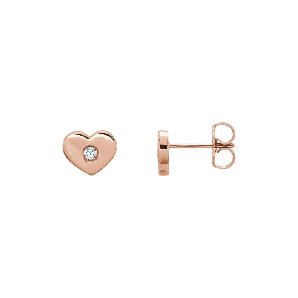 Diamond Heart Stud Earrings