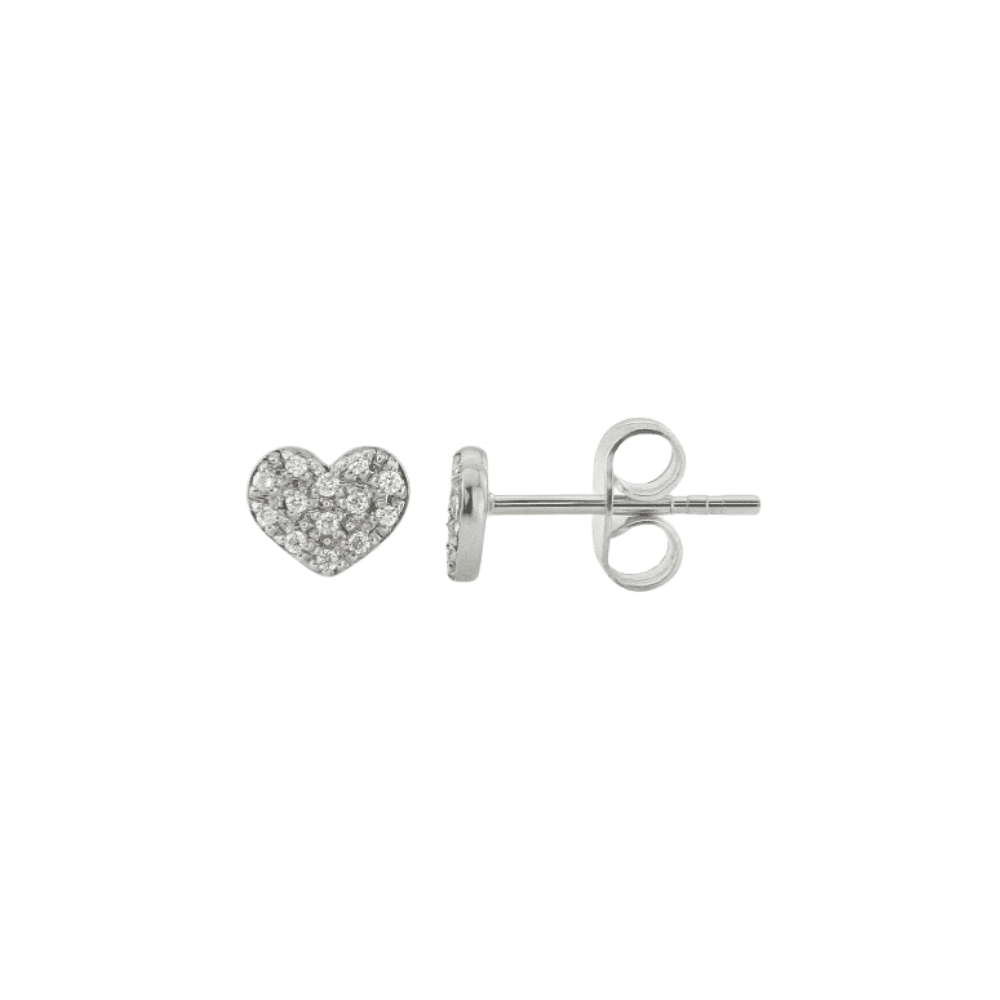 Diamond Heart Stud Earrings