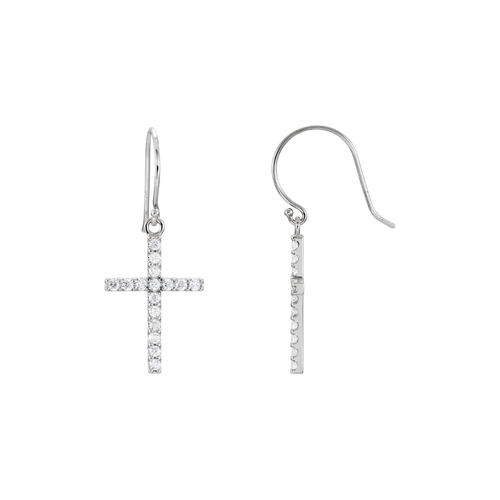 Cross Drop Cross Diamond Earring