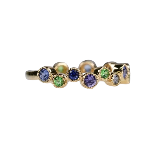 Purple and Green Sapphire Ring
